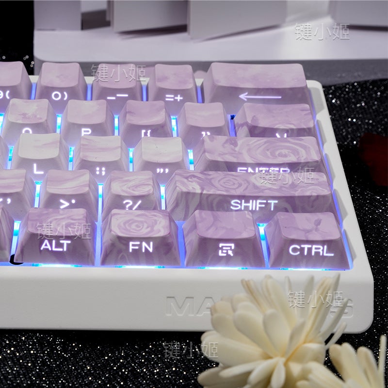 Rose Coast (Boxed) Keycaps Side-Engraved Translucent Personalized Pbt Five-Sided Dye-Sublimation Original Customized Gaming - Image 5